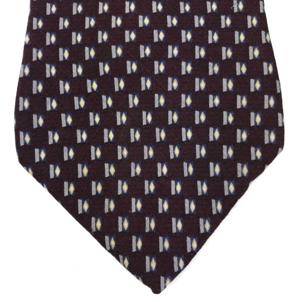 Graham & Lockwood Tie Maroon Blue 100% Silk Necktie 👔 Made In Mexico 58